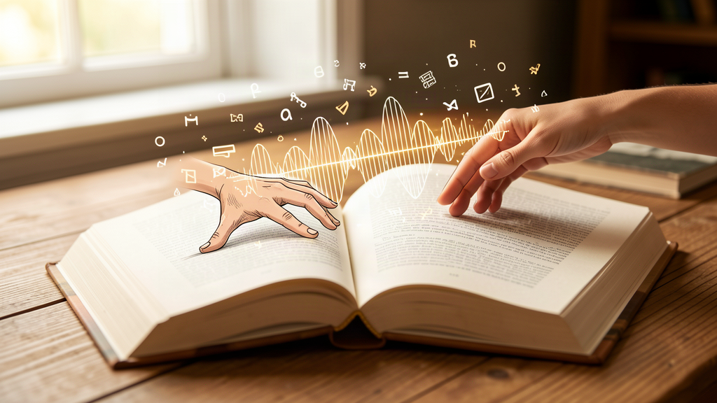 Ilustración de la descripción de imágenes en libros accesibles, con texto alternativo y audiodescripción